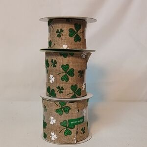 Shamrock Print Wire Edge Ribbon